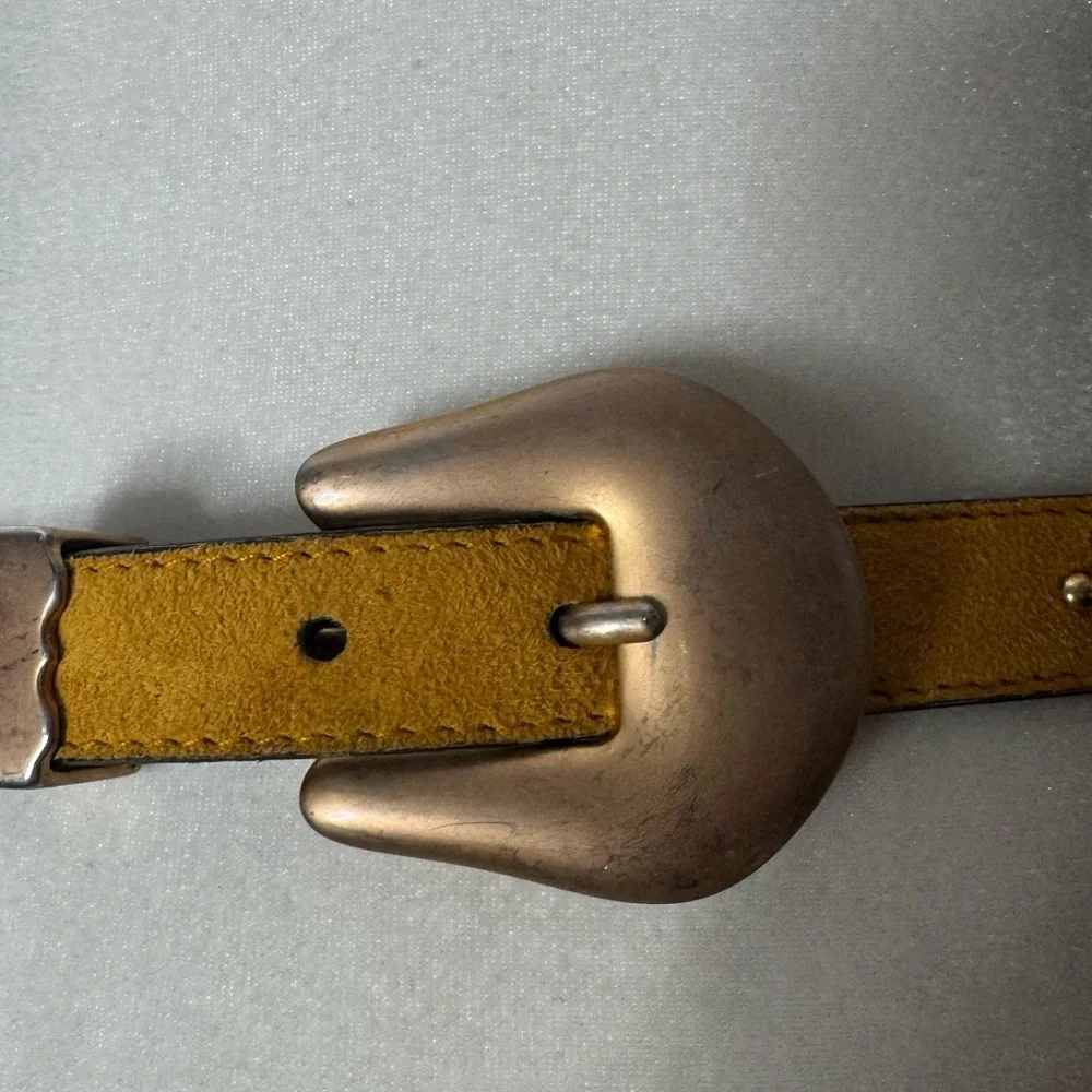 Vintage 80s Escada Studded Suede Belt Turmeric Made in Germany Margaretha Ley